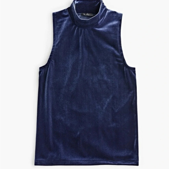 NWT J Crew Shell Navy Velvet Mock Neck Sleeveless Size M - Picture 1 of 5